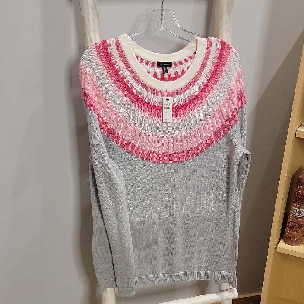 Talbots Women's Sweater in Pink and Cream